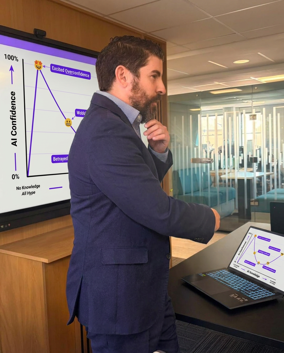 Aaron Nihat presenting an AI session to a team